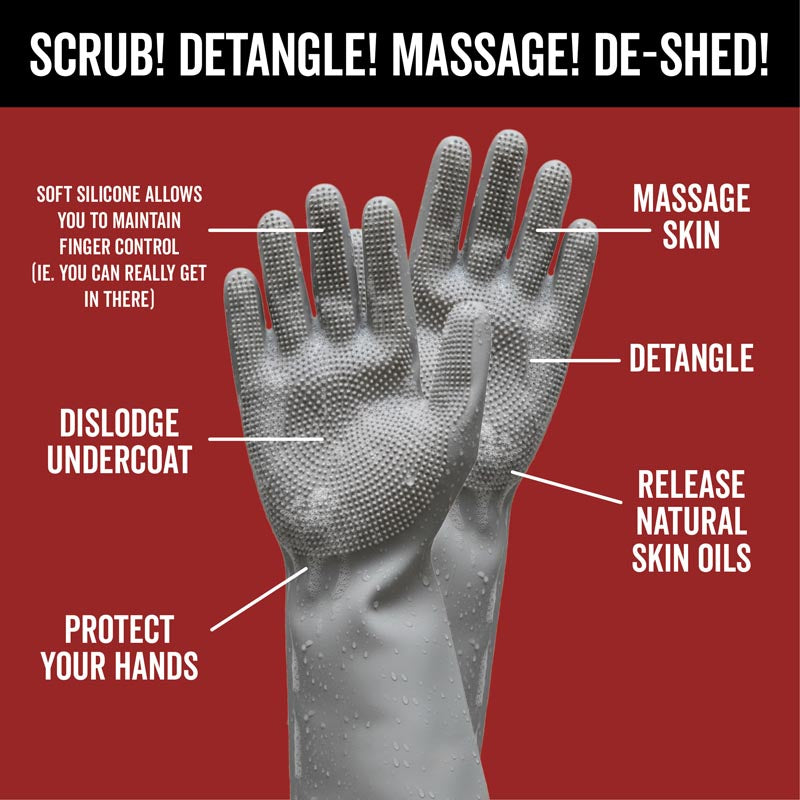 THE SCRUB KIT – Deshedding Shampoo & Dual Grooming Gloves Bundle for Dogs Who Shed