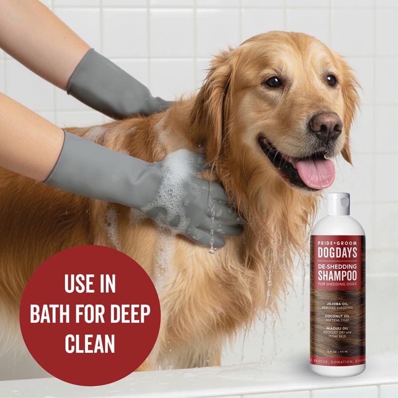 THE SCRUB KIT – Deshedding Shampoo & Dual Grooming Gloves Bundle for Dogs Who Shed