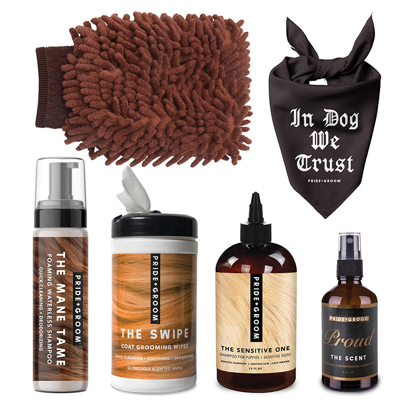 THE PUPPY PACK — Gentle Starter Grooming Set for Puppies with Waterless Shampoo & Freshening Spray